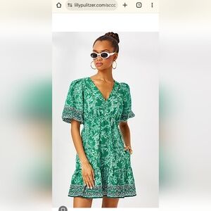 Lilly Pulitzer Teal and White Floral Midi Dress